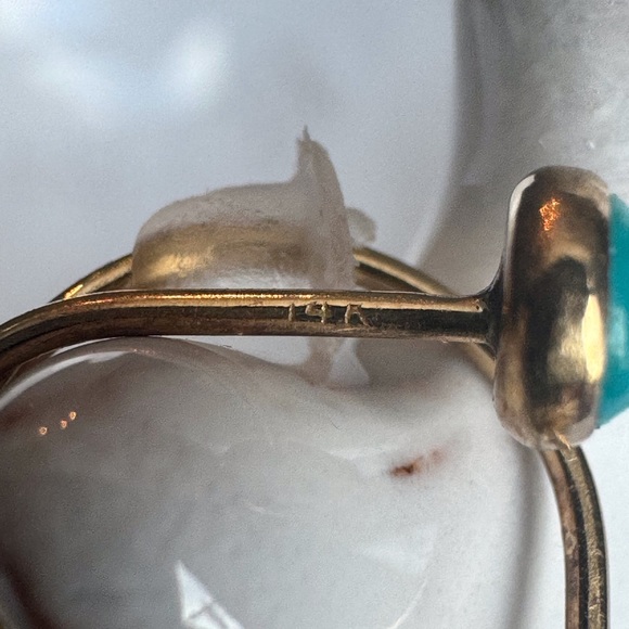 14KYG Turquoise Huggie Open Huggie Earrings - Picture 4 of 5